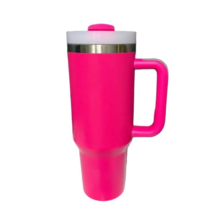 Custom Engraved 40oz Tumbler | Personalized Insulated Cup with Handle & Straw