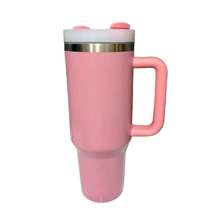 Custom Engraved 40oz Tumbler | Personalized Insulated Cup with Handle & Straw