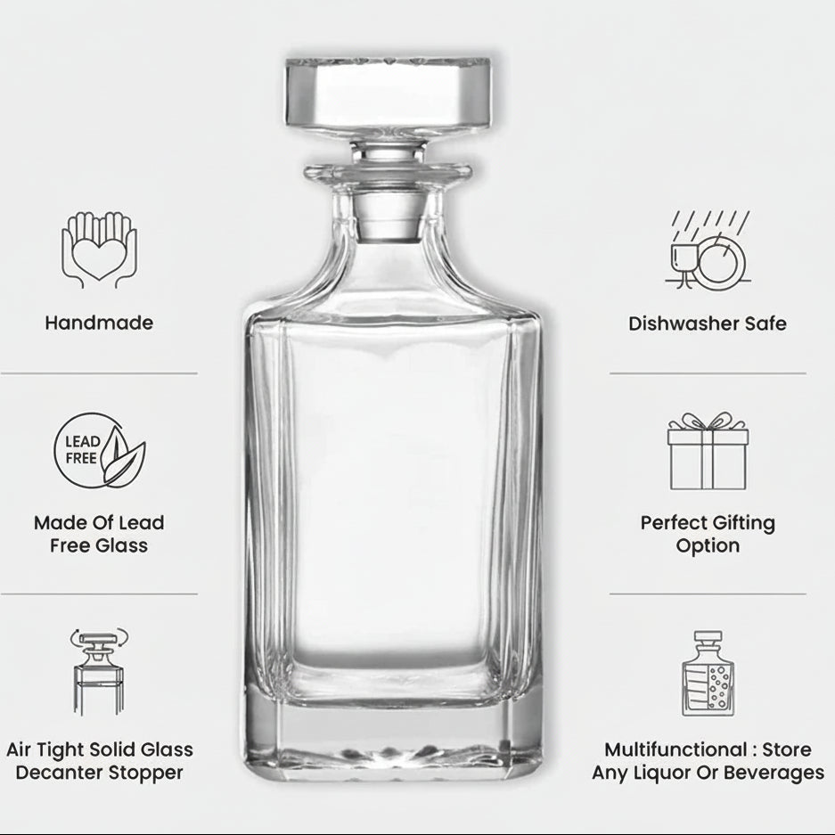 Custom Engraved Whiskey Decanter Gift Set | Personalized Glass Liquor Decanter with Gift Box | Groomsmen, Father’s Day, Wedding & Retirement Gift