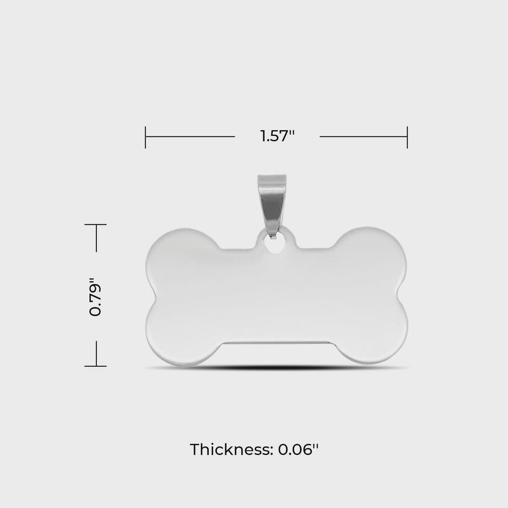 Personalized Bone-Shaped Stainless Steel Dog ID Tag – Custom Engraved Front & Back