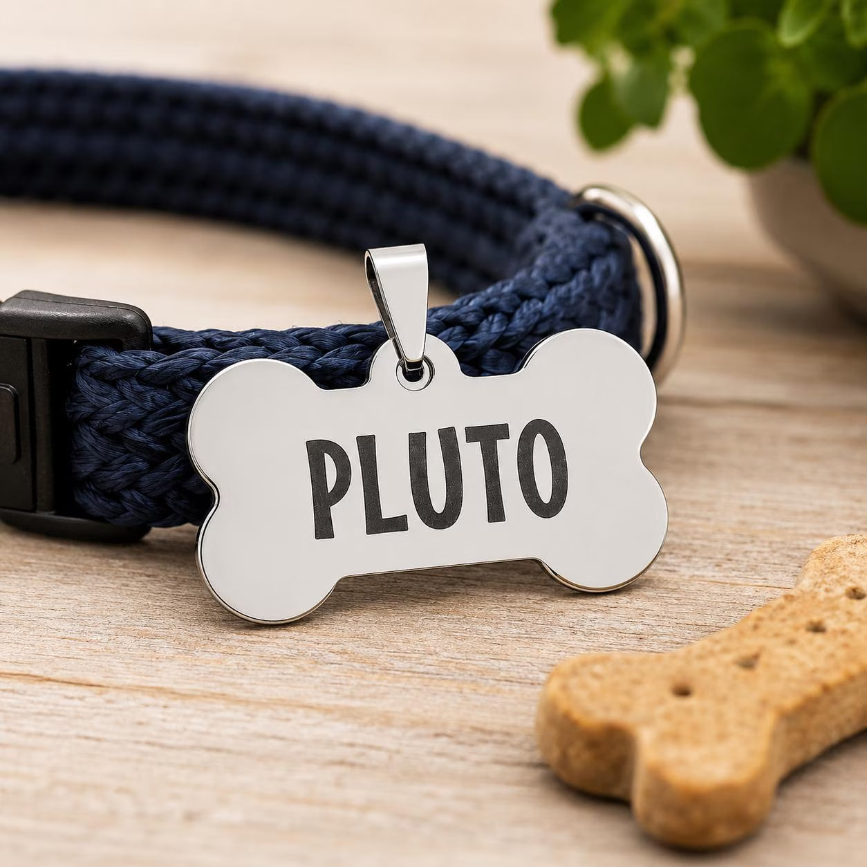 Personalized Bone-Shaped Stainless Steel Dog ID Tag – Custom Engraved Front & Back