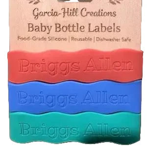 Custom Engraved Wavy Baby Bottle Bands | Personalized Silicone Bottle Labels for Babies & Toddlers