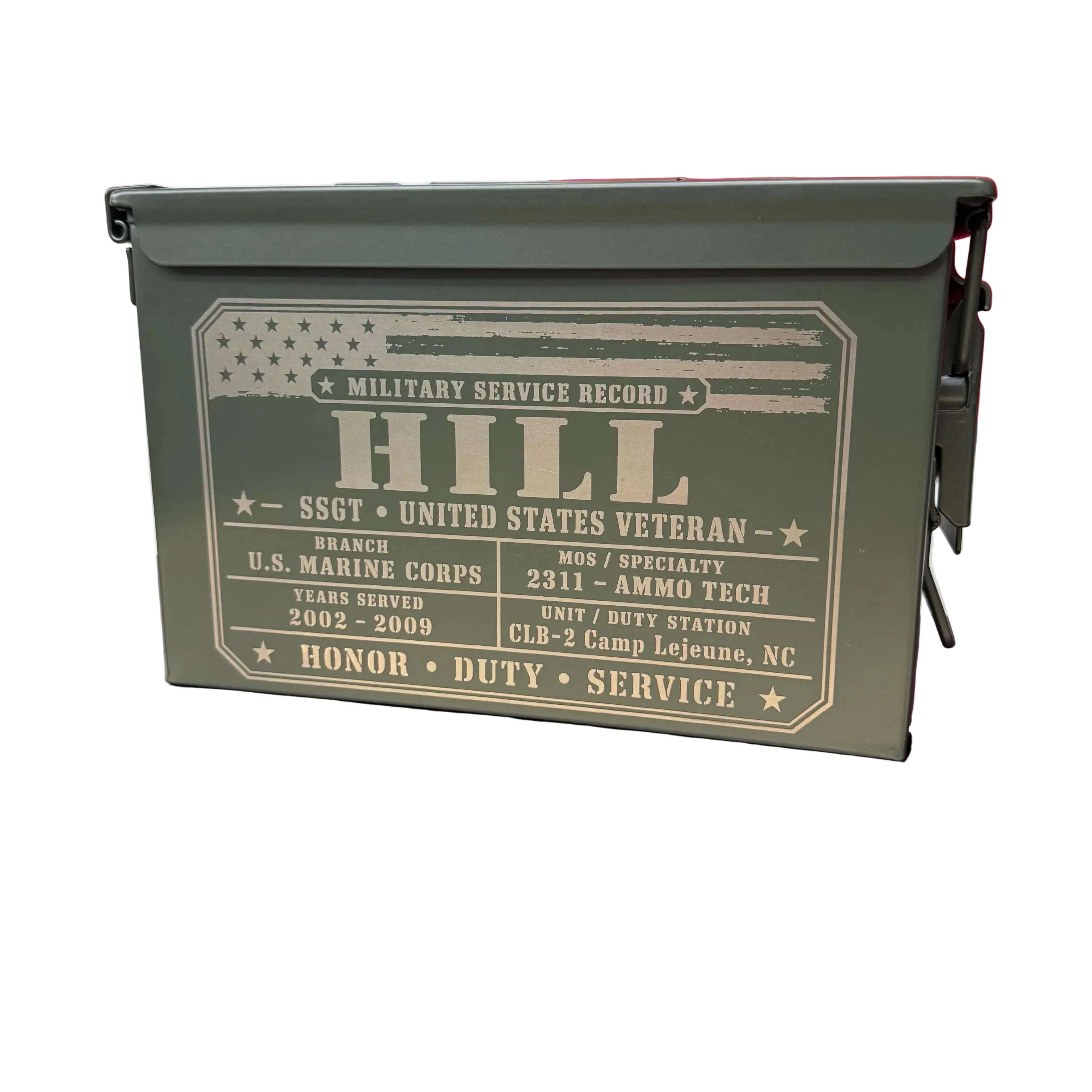 Personalized Engraved Military Ammo Can | Custom Veteran Service Record | Military Retirement Gift | Army, Marine Corps, Navy, Air Force, Coast Guard & Space Force