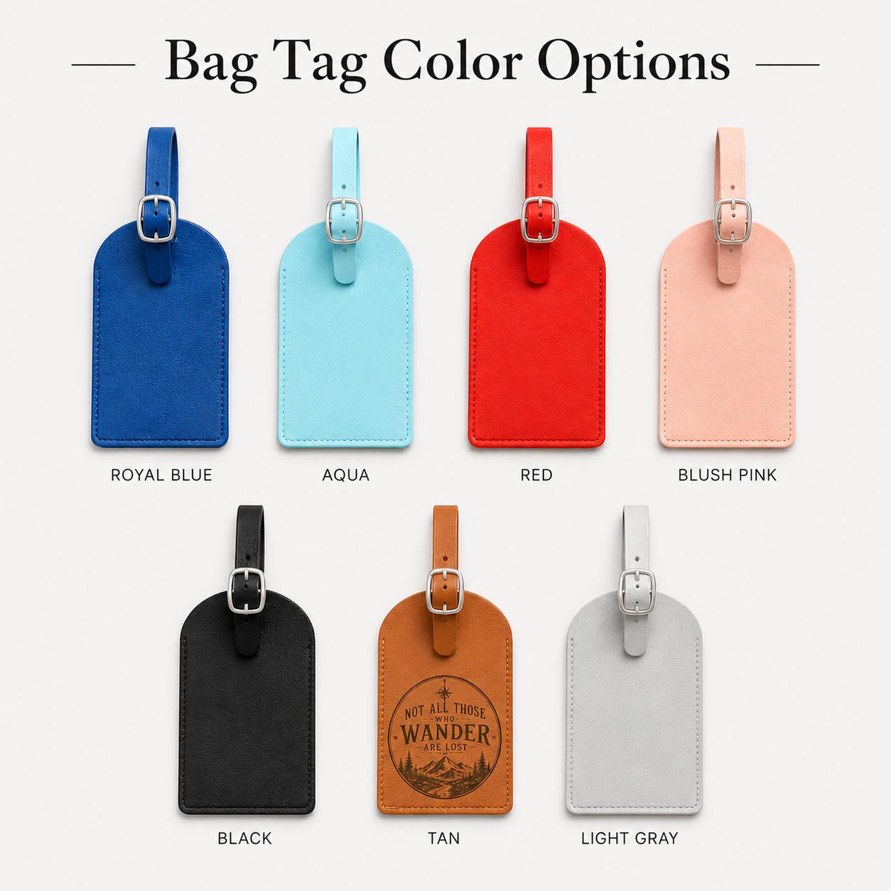 Custom Engraved Leatherette Bag Tags – Personalized Luggage Tags | Multiple Color Options