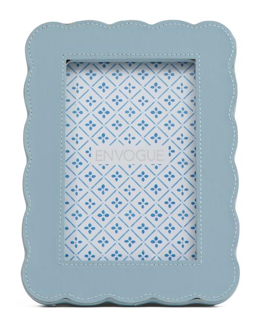 Personalized Scalloped Edge 4x6 Picture Frame | Blue & Blush